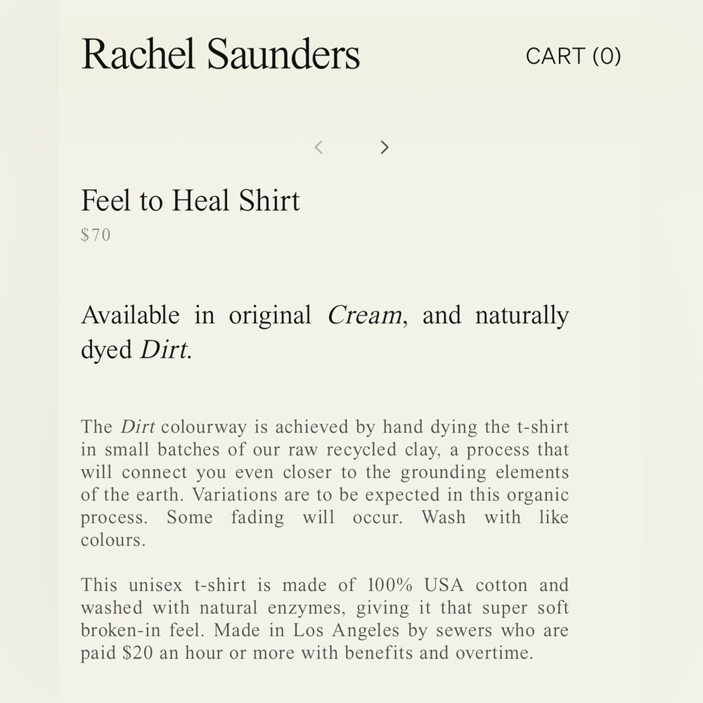 Rachel Saunders clay dyed dirt tee- out of production - Picture 4 of 7